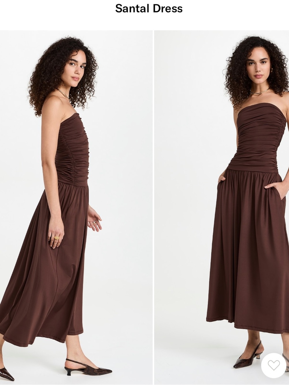 NIĄ SANTAL Brown Ruched Strap Maxi Dress. Size S